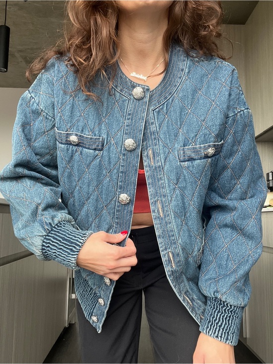 Veronica Beard Jackets & Blazers - Veronica Beard Quilted Blue Denim Bomber Jacket